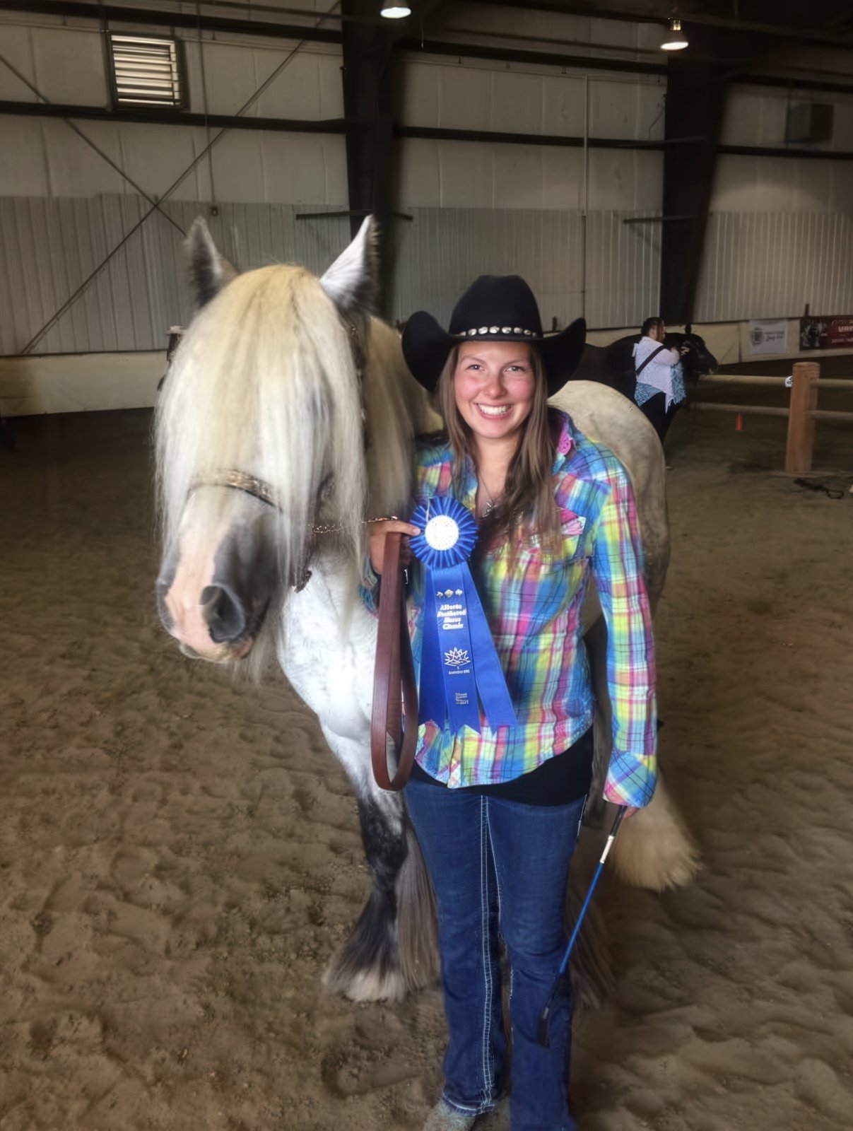 Cathy with one of her Gypsies and a first place ribbon