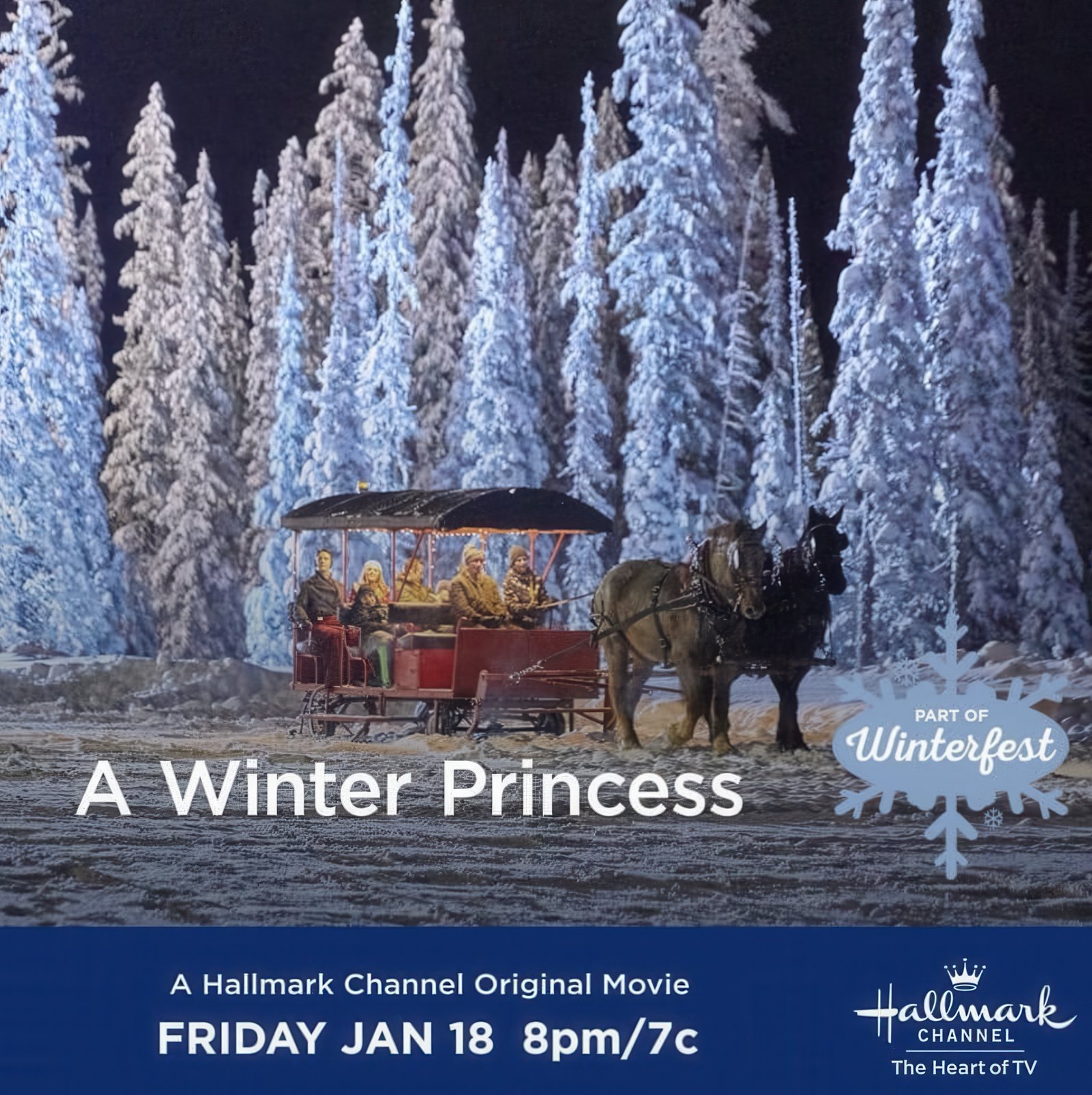 Hallmark Channel's A Winter Princess, featuring Cathy's horses and sleigh