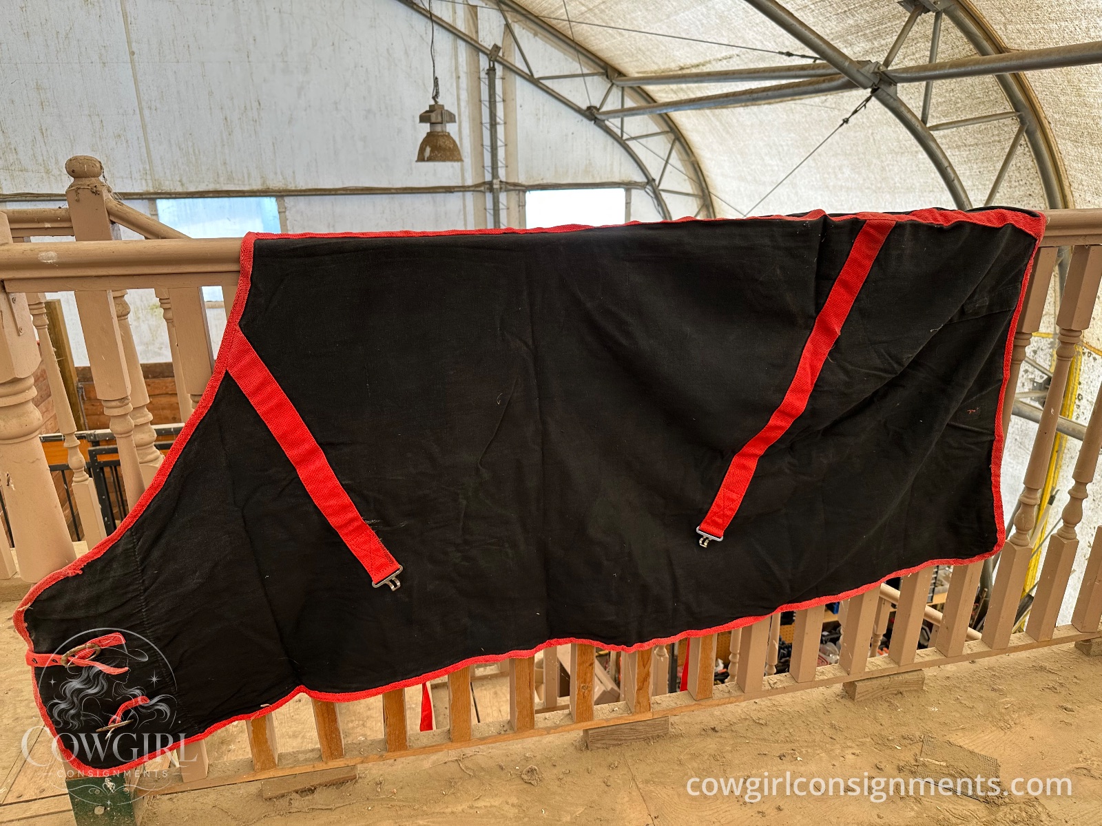Cotton Stable Sheet, 80", Black With Red Trim