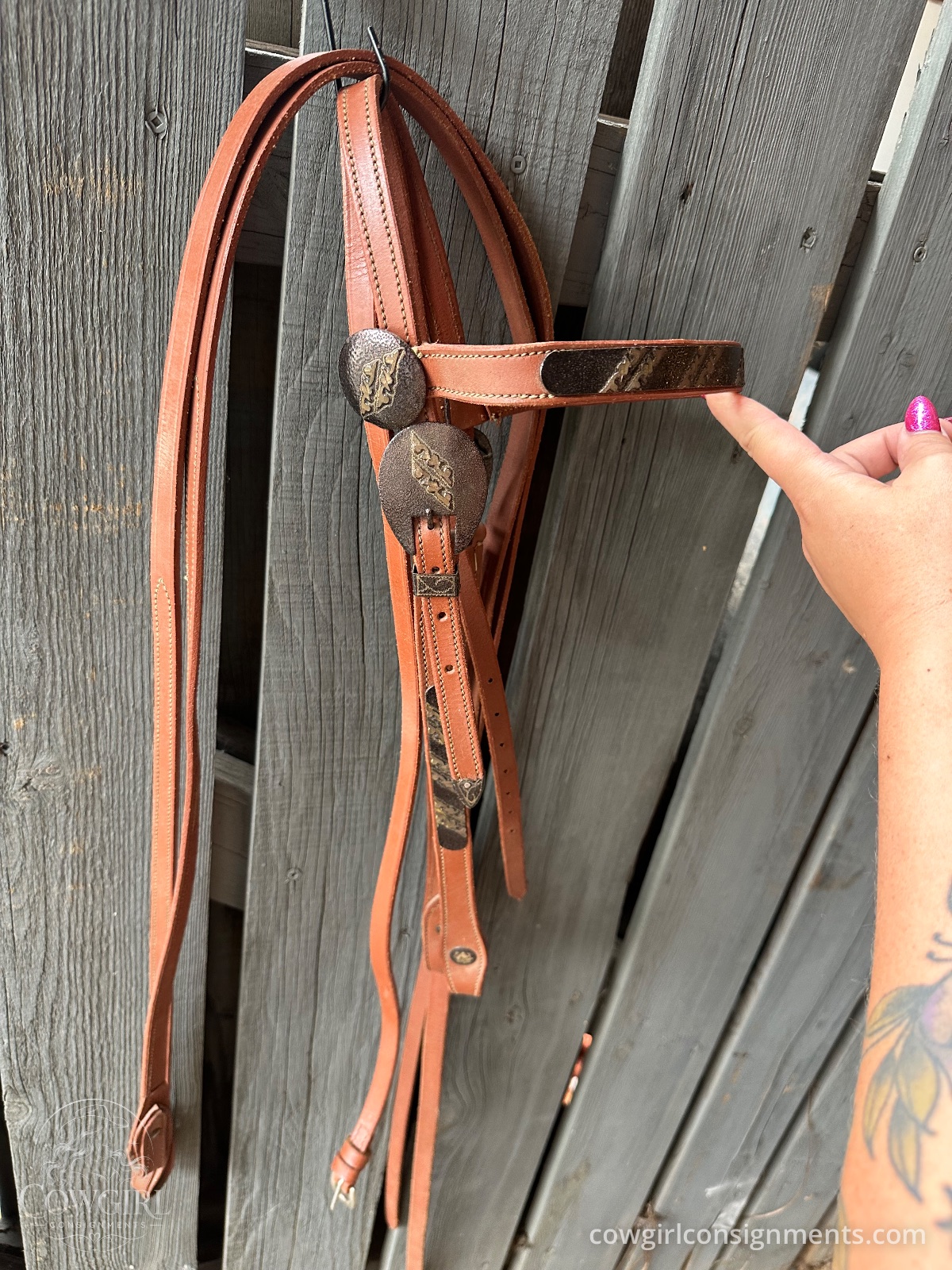 Western Headstall & Split Reins Set, Horse Size